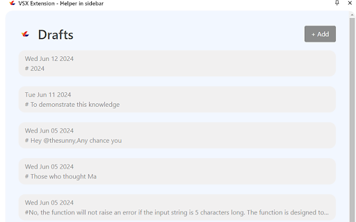 VSX Extension Helper in sidebar  from Chrome web store to be run with OffiDocs Chromium online