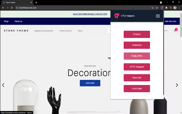 VTEX Utils VHelpx  from Chrome web store to be run with OffiDocs Chromium online