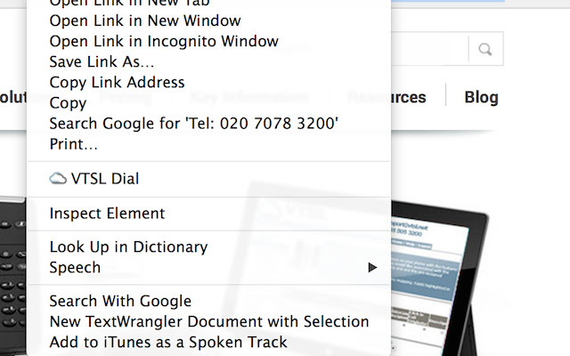 VTSL Click To Dial  from Chrome web store to be run with OffiDocs Chromium online