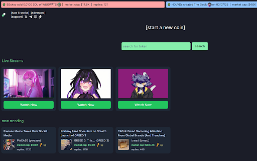 VTuber: Pump.Fun Live Streaming  from Chrome web store to be run with OffiDocs Chromium online