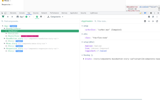 Vue.js devtools  from Chrome web store to be run with OffiDocs Chromium online