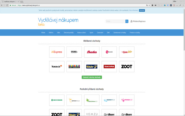 Vydělávej nákupem!  from Chrome web store to be run with OffiDocs Chromium online