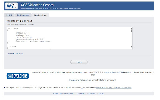 W3C CSS Validation  from Chrome web store to be run with OffiDocs Chromium online