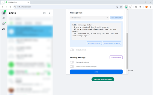 WABot WA Bulk Message Sender  from Chrome web store to be run with OffiDocs Chromium online