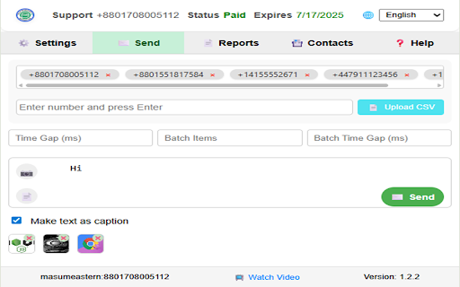 WA Bulk Message Sender  from Chrome web store to be run with OffiDocs Chromium online