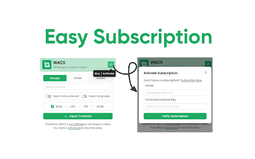 WACS WhatsApp Contacts Saver  from Chrome web store to be run with OffiDocs Chromium online
