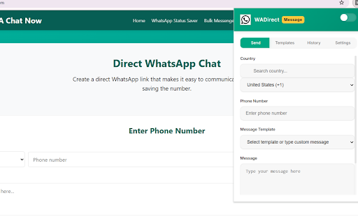 WADirect Message  from Chrome web store to be run with OffiDocs Chromium online