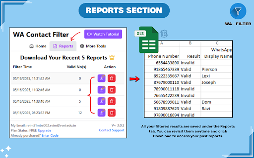 WA Filter  Number Checker: Check  Verify WhatsApp Numbers  from Chrome web store to be run with OffiDocs Chromium online