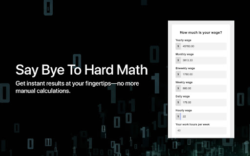 Wage Calculator  from Chrome web store to be run with OffiDocs Chromium online