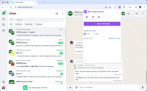 WA Group Exporter Download Group Phone Numbers  from Chrome web store to be run with OffiDocs Chromium online