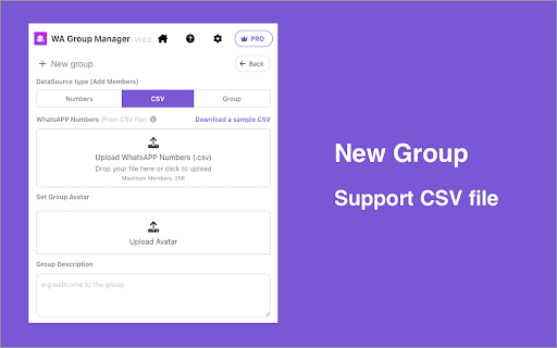 WAGroupManager Create, Organize, and Manage Groups with Ease  from Chrome web store to be run with OffiDocs Chromium online