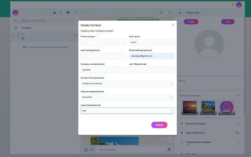 WAHelper: WhatsApp + HubSpot Extension  from Chrome web store to be run with OffiDocs Chromium online