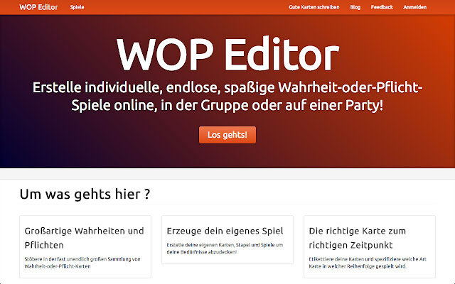 Wahrheit oder Pflicht Editor  from Chrome web store to be run with OffiDocs Chromium online