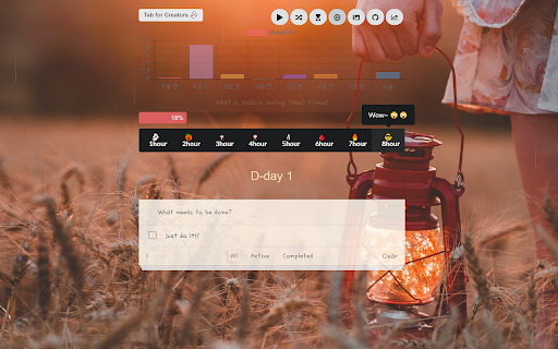 WakaTimeTab  from Chrome web store to be run with OffiDocs Chromium online