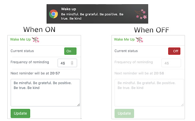 WakeUp Me  from Chrome web store to be run with OffiDocs Chromium online