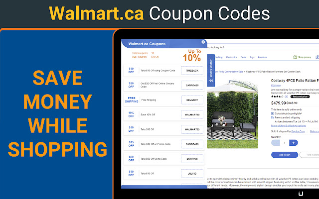 Kuponowe kody promocyjne Walmart.ca ze sklepu internetowego Chrome do uruchomienia z OffiDocs Chromium online