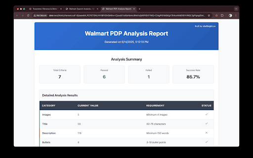 Walmart Search Analyzer  from Chrome web store to be run with OffiDocs Chromium online