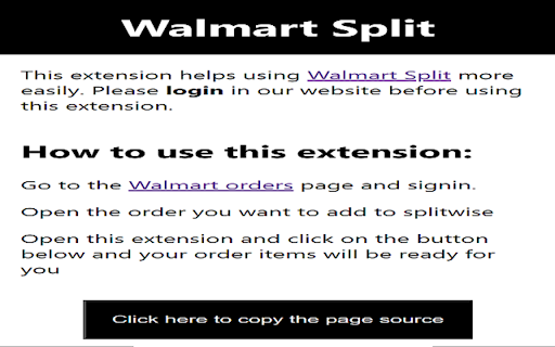 Walmart Split  from Chrome web store to be run with OffiDocs Chromium online