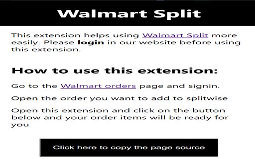 Walmart Split A part of Splitzy  from Chrome web store to be run with OffiDocs Chromium online
