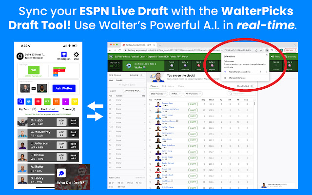 WalterPicks League Sync  from Chrome web store to be run with OffiDocs Chromium online