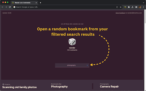 Wander your bookmarks  from Chrome web store to be run with OffiDocs Chromium online
