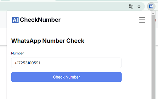 WA Number Checker CheckNumber.AI  from Chrome web store to be run with OffiDocs Chromium online