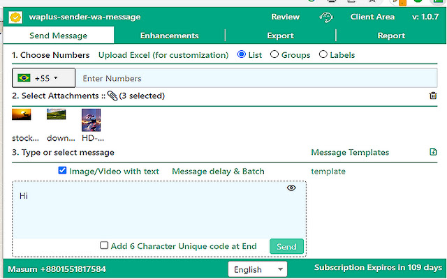 WAPlus Sender WA Message Web Sender  from Chrome web store to be run with OffiDocs Chromium online
