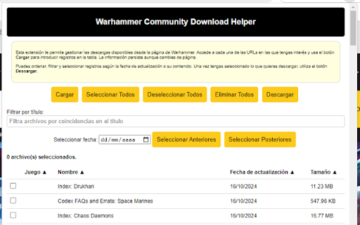 Warhammer Community Download Helper  from Chrome web store to be run with OffiDocs Chromium online