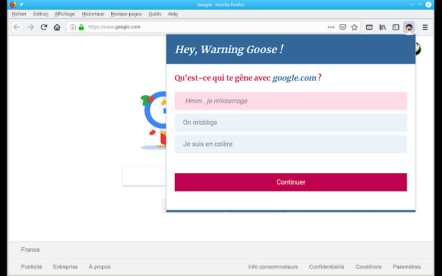 Warning Goose  from Chrome web store to be run with OffiDocs Chromium online