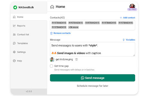 WASendBulk Bulk WhatsApp Sender for FREE  from Chrome web store to be run with OffiDocs Chromium online