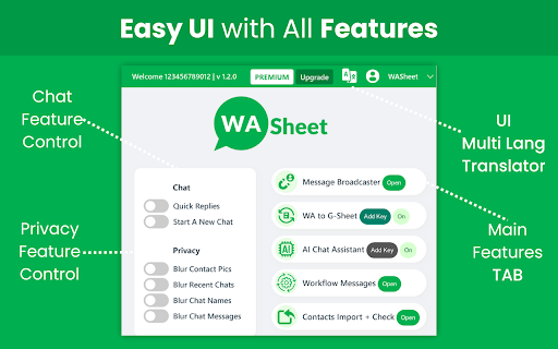WASheet: Bulk Message Sender  WhatsApp CRM  from Chrome web store to be run with OffiDocs Chromium online
