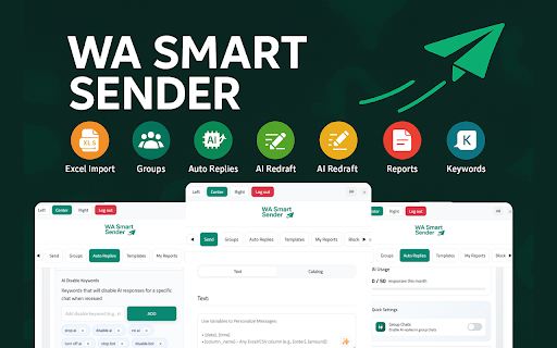 WA Smart Sender  from Chrome web store to be run with OffiDocs Chromium online