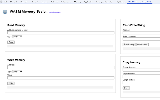 WASM Memory Tools  from Chrome web store to be run with OffiDocs Chromium online