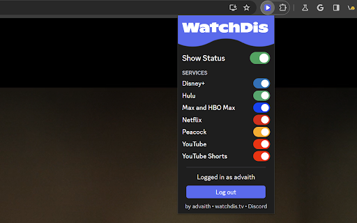WatchDis  from Chrome web store to be run with OffiDocs Chromium online