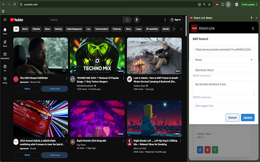 Watch Link (Beta)  from Chrome web store to be run with OffiDocs Chromium online
