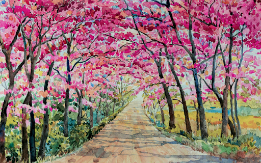 Watercolor Cherry Blossoms  from Chrome web store to be run with OffiDocs Chromium online