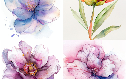 Watercolor flower painting  from Chrome web store to be run with OffiDocs Chromium online