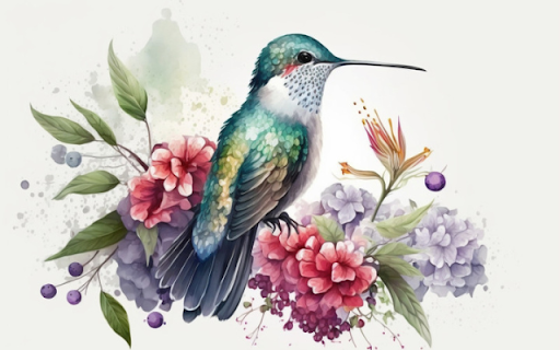Watercolor Hummingbirds  from Chrome web store to be run with OffiDocs Chromium online