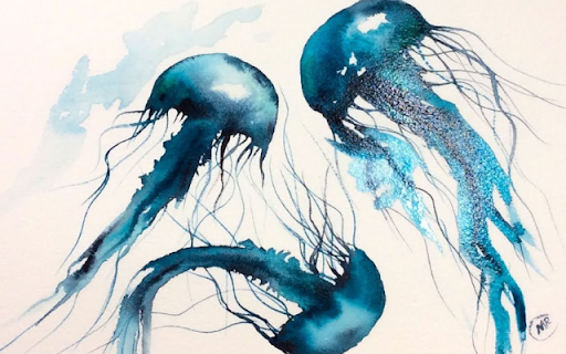 Watercolor Jellyfish  from Chrome web store to be run with OffiDocs Chromium online