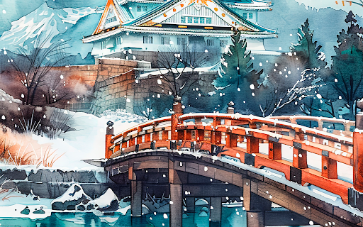 watercolor landscape from japan with traditional  from Chrome web store to be run with OffiDocs Chromium online