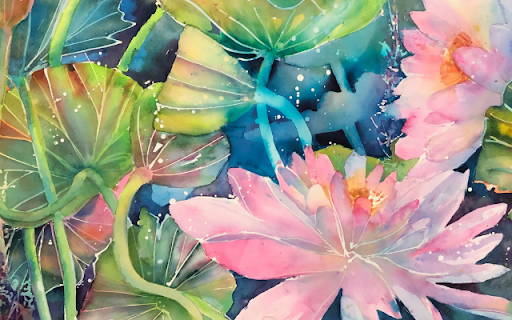 Watercolor Lotus Flowers  from Chrome web store to be run with OffiDocs Chromium online