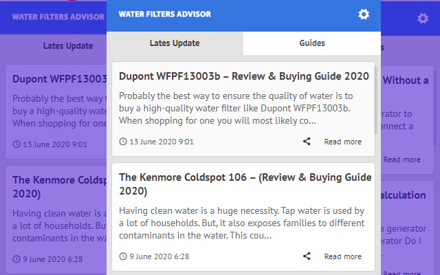 Water Filters Advisor Update Lastest News  from Chrome web store to be run with OffiDocs Chromium online