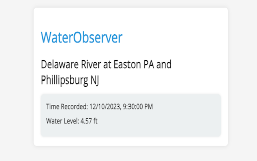 WaterObserver Easton PA  Phillipsburg NJ  from Chrome web store to be run with OffiDocs Chromium online