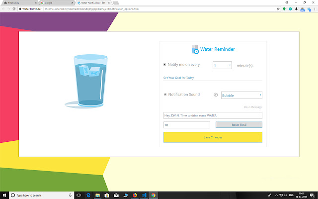 Water Reminder  from Chrome web store to be run with OffiDocs Chromium online