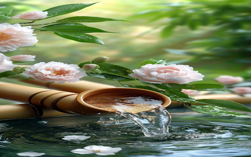 Water stream from bamboo pipes wallpaper  from Chrome web store to be run with OffiDocs Chromium online