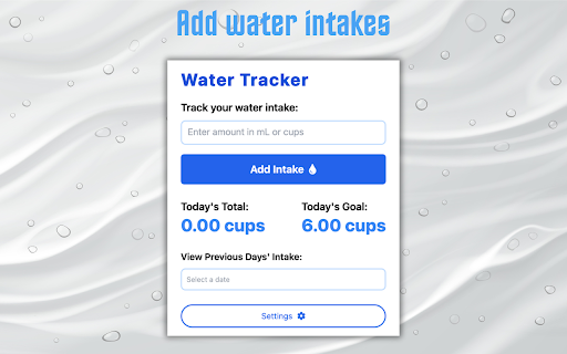 Water Tracker  from Chrome web store to be run with OffiDocs Chromium online