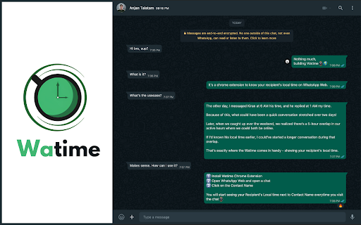 Watime  from Chrome web store to be run with OffiDocs Chromium online