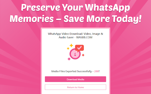 WA Video Download: Video, Image  Audio Saver WASBB.COM  from Chrome web store to be run with OffiDocs Chromium online