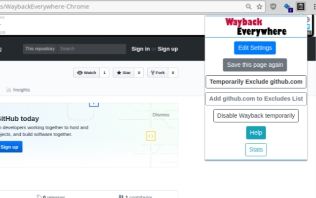Wayback Everywhere  from Chrome web store to be run with OffiDocs Chromium online