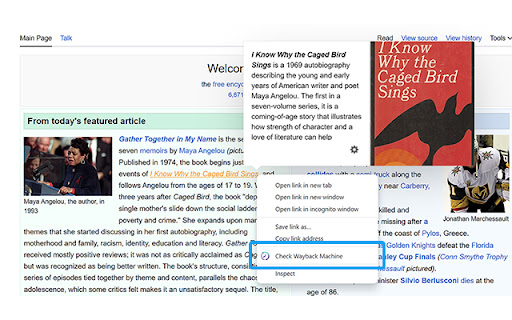 Wayback Machine Link Checker  from Chrome web store to be run with OffiDocs Chromium online